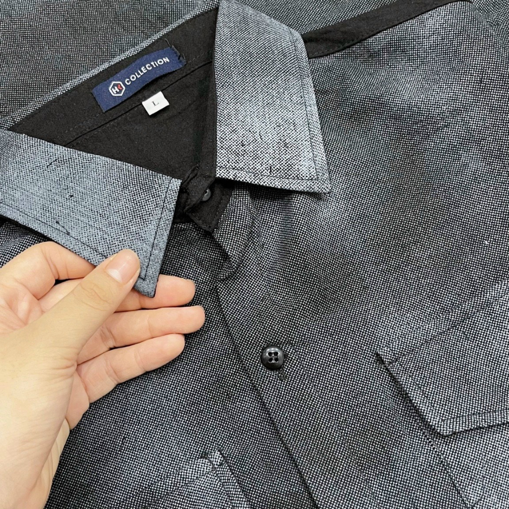 HCM ÁO SƠ MI NAM TAY NGẮN VẢI ĐŨI LOANG HOTTREND 1986