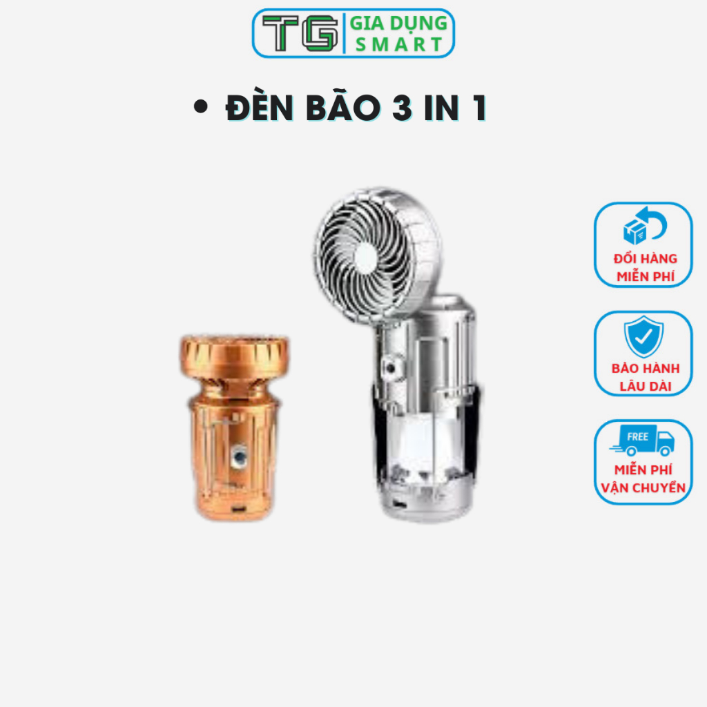 Đèn Tích Điện Năng Lượng Mặt Trời 3 in 1 Chống Nước Tích Hợp Đèn Pin Chiếu Sáng, Quạt, Sạc Dự Phòng Tiện Lợi Đi Dã Ngoại