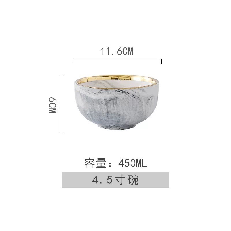 Bát sứ Decor, Bát ăn cơm, Chén đĩa vân đá ghi