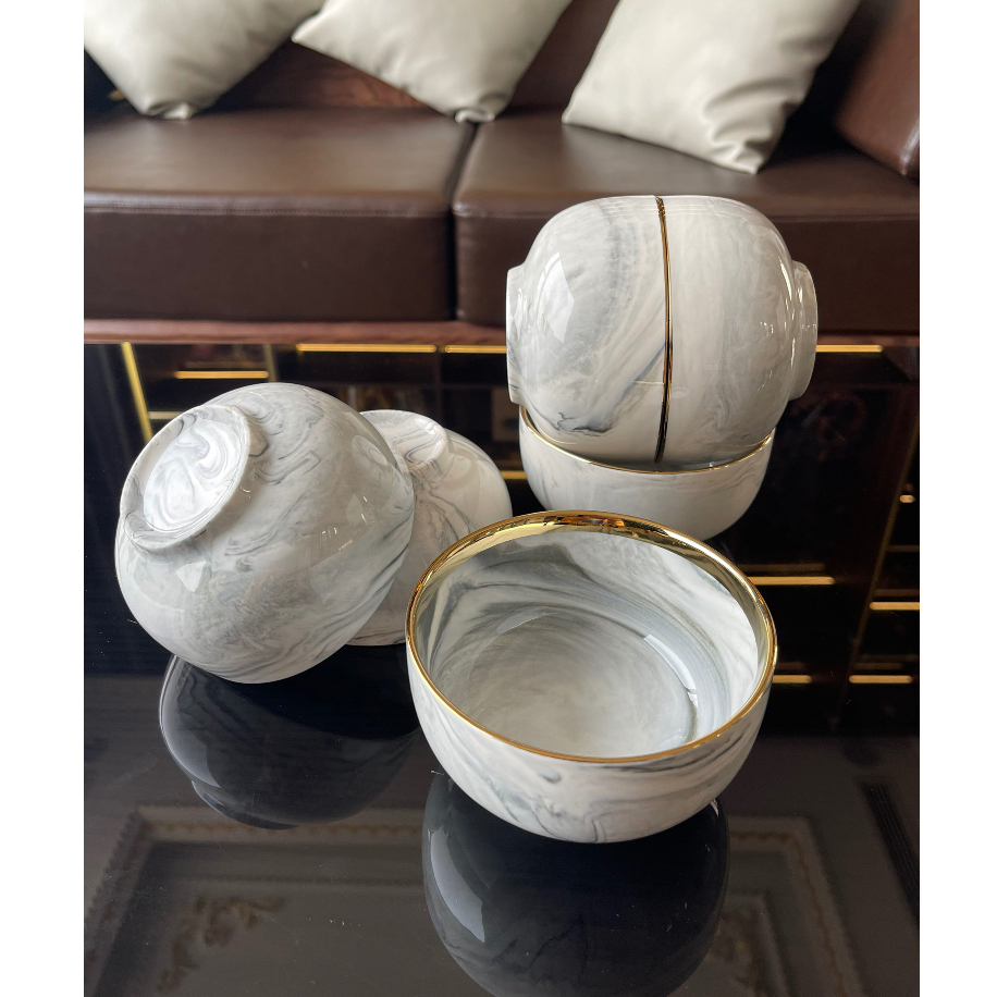 Bát sứ Decor, Bát ăn cơm, Chén đĩa vân đá ghi