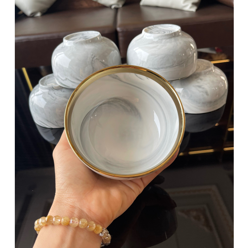Bát sứ Decor, Bát ăn cơm, Chén đĩa vân đá ghi