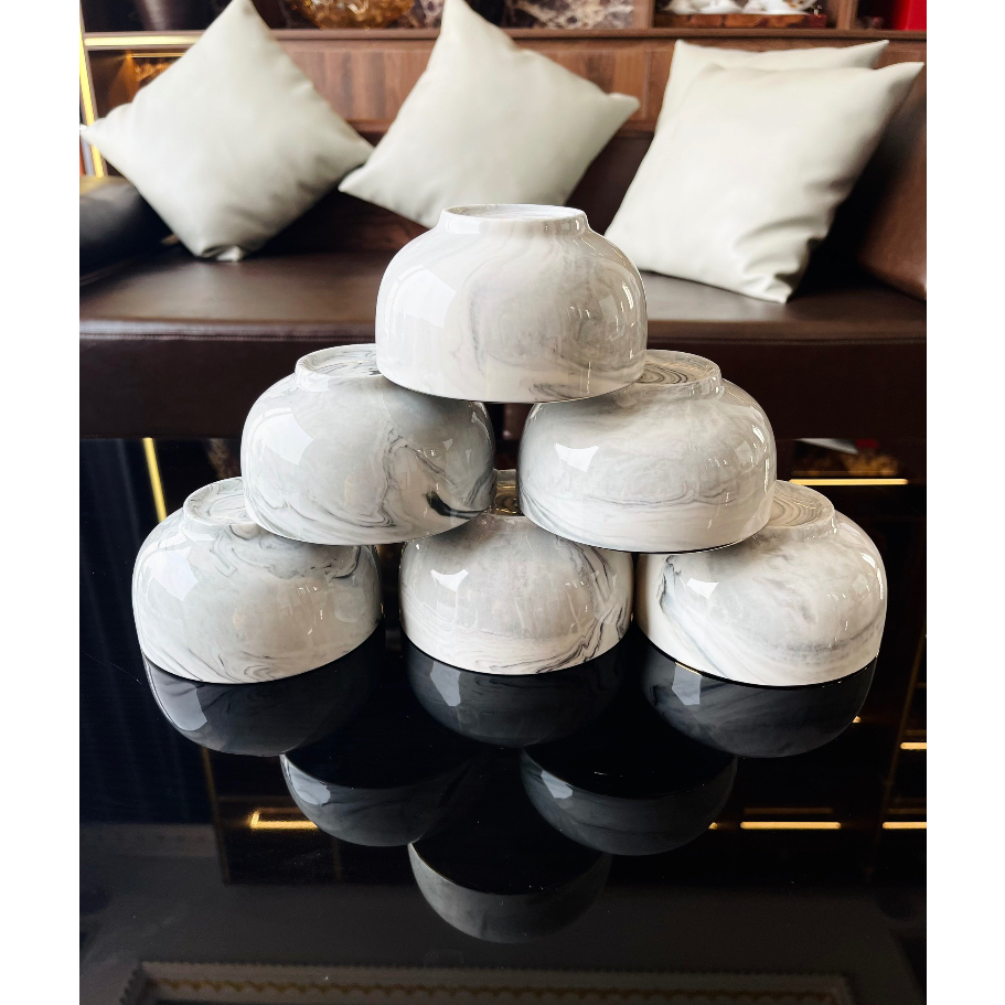 Bát sứ Decor, Bát ăn cơm, Chén đĩa vân đá ghi