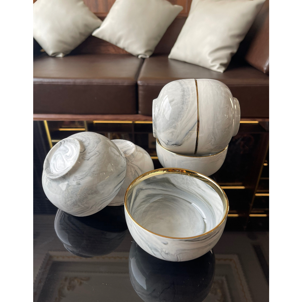 Bát sứ Decor, Bát ăn cơm, Chén đĩa vân đá ghi