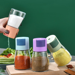 Hũ Đựng Gia Vị Thủy Tinh Nhà Bếp Bấm Nút Định Lượng, Lọ Đựng Gia Vị Thông Minh
