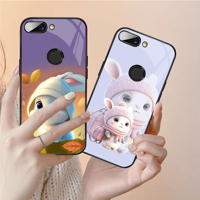 Ốp Lưng XIAOMI MI 8 LITE Mặt kính hình thỏ ngộ nghĩnh, thiết kế độc quyền