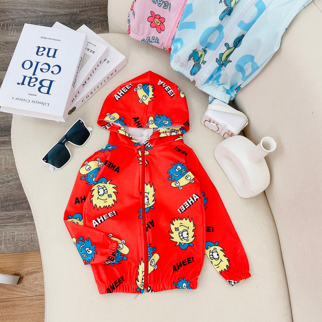 Áo chống nắng trẻ em, áo chống nắng thông hơi mềm mát in họa tiết hoạt hình dễ thương cho bé trai, bé gái