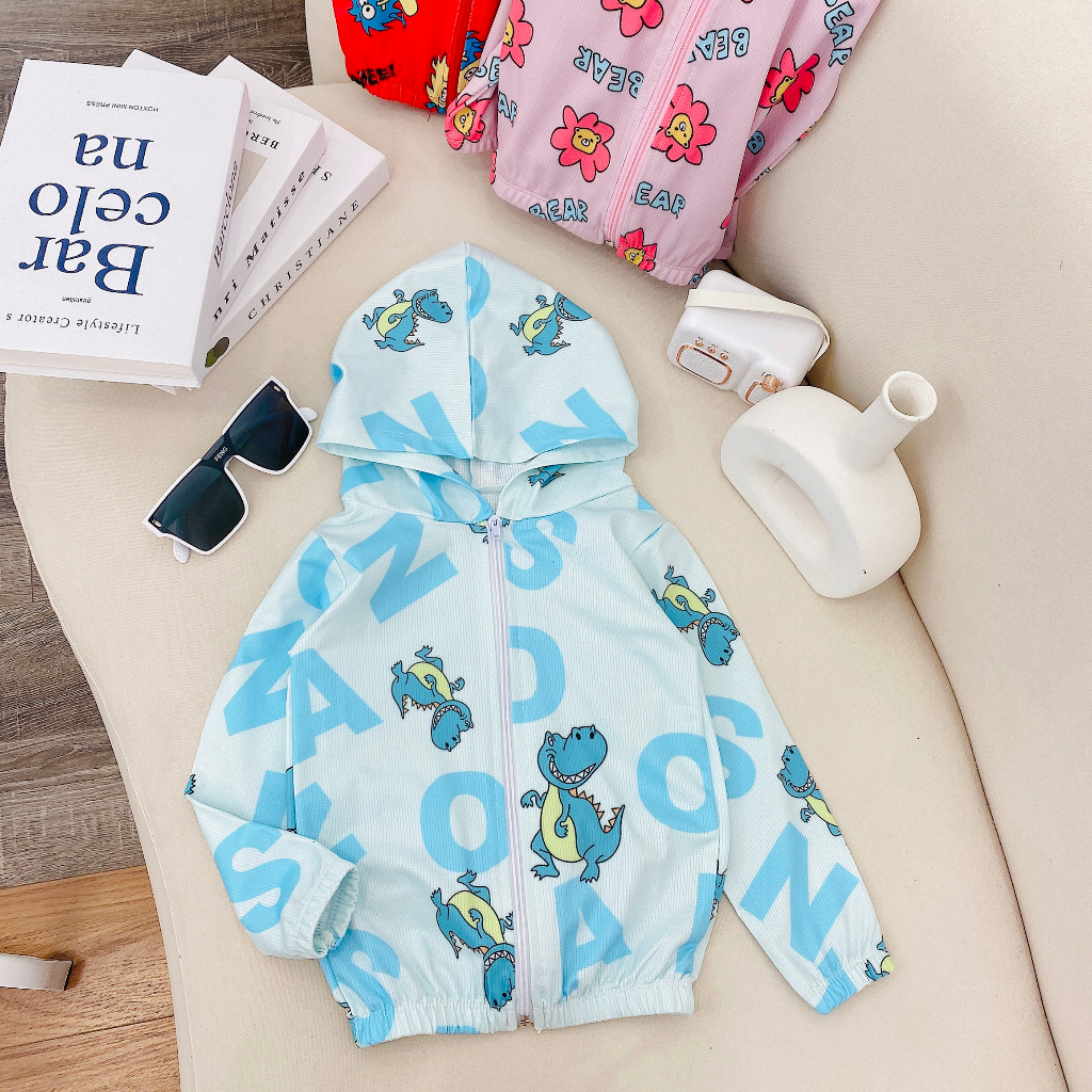 Áo chống nắng trẻ em, áo chống nắng thông hơi mềm mát in họa tiết hoạt hình dễ thương cho bé trai, bé gái