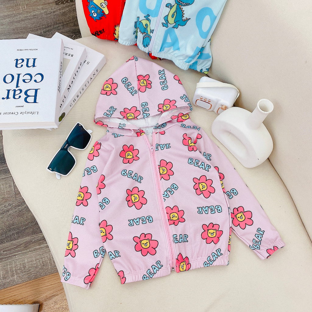 Áo chống nắng trẻ em, áo chống nắng thông hơi mềm mát in họa tiết hoạt hình dễ thương cho bé trai, bé gái