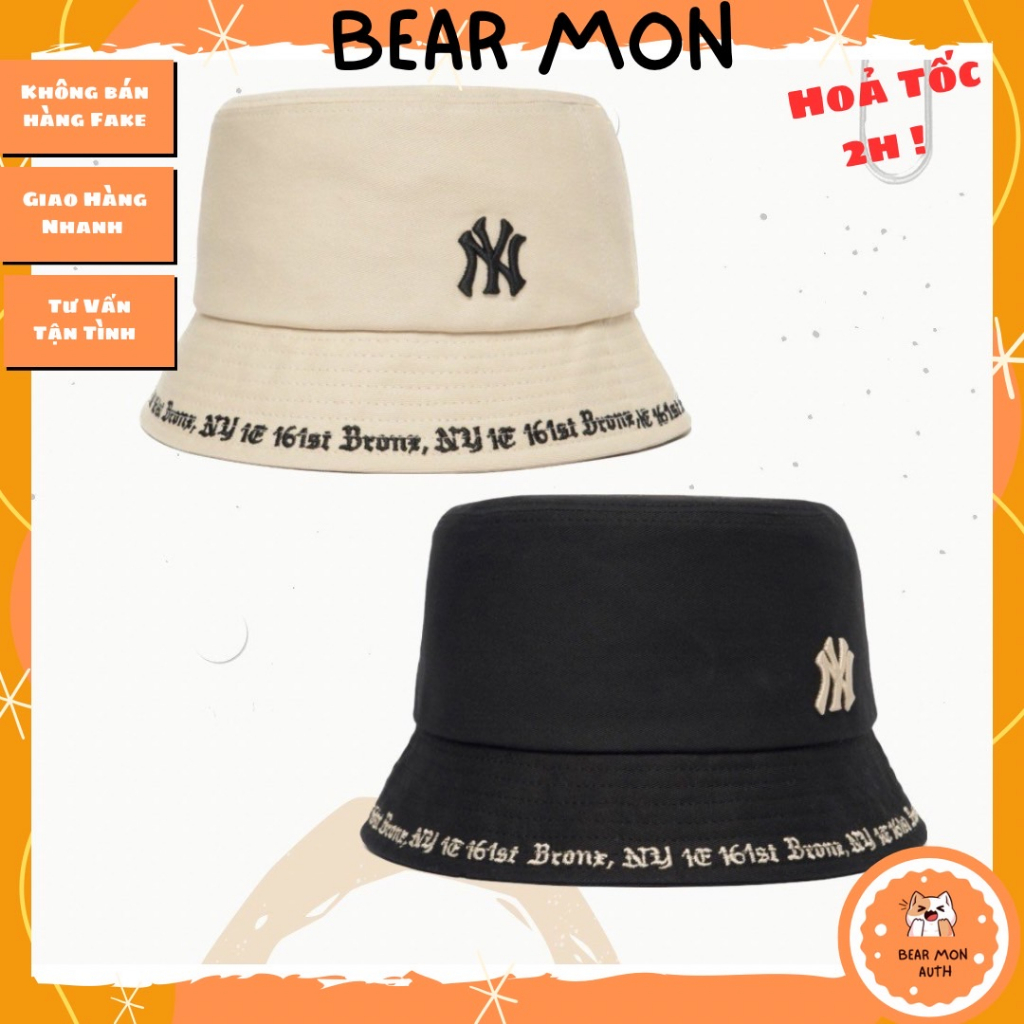 Mũ MLB Gothic Bucket Hat New York Yankees 3Ahthg01N Màu Kem và Đen