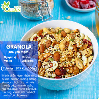 Ngũ cốc Granola ăn kiêng giảm cân tiểu đường siêu hạt CleanFood 500g10% yến mạch