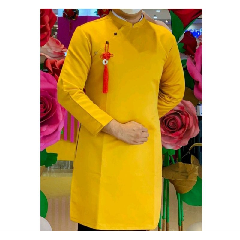 Áo dài cách tân nam may sẵn Trung khôi tặng kèm tua rua