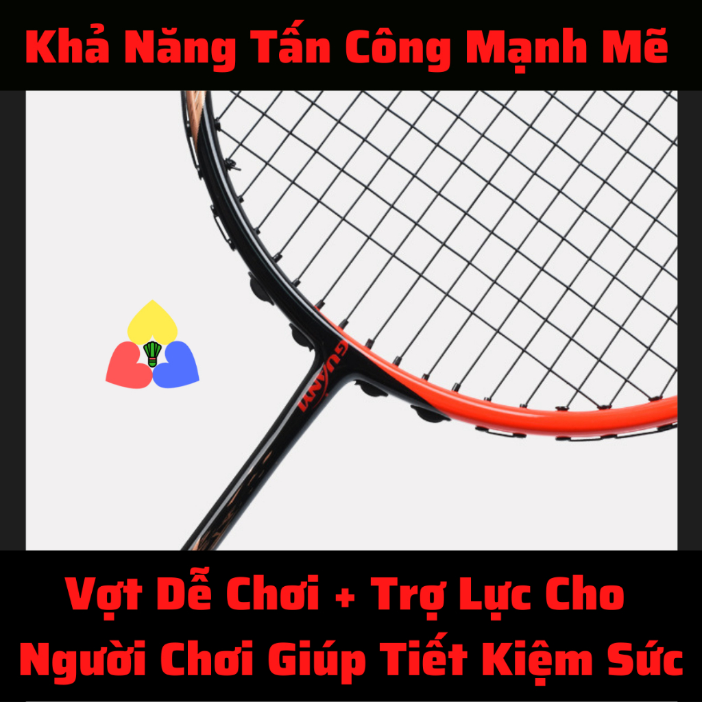 Vợt Cầu Lông Tấn Công Cho Người Mới 100% Sợi Carbon Siêu Bền Nhẹ Chính Hãng Bảo Hành 2 Tháng