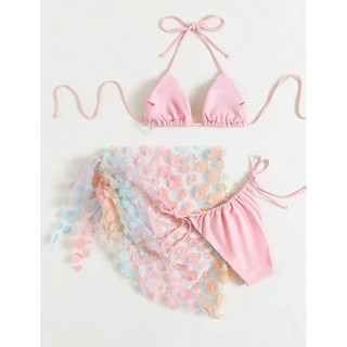 [ Có Sẵn ]𝒫𝑒𝒶𝒸𝒽𝓎 𝒷𝒾𝓀𝒾𝓃𝒾 - Bộ 3 món bikini hoa nhí summer 028