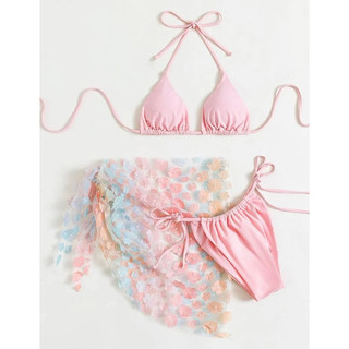 [ Có Sẵn ]𝒫𝑒𝒶𝒸𝒽𝓎 𝒷𝒾𝓀𝒾𝓃𝒾 - Bộ 3 món bikini hoa nhí summer 028