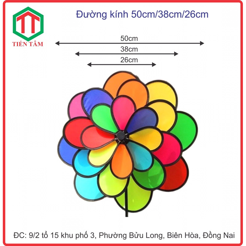 Chong chóng cầu vồng 3 tầng, tặng kèm keo 502, chong chóng nhỏ cho bé.