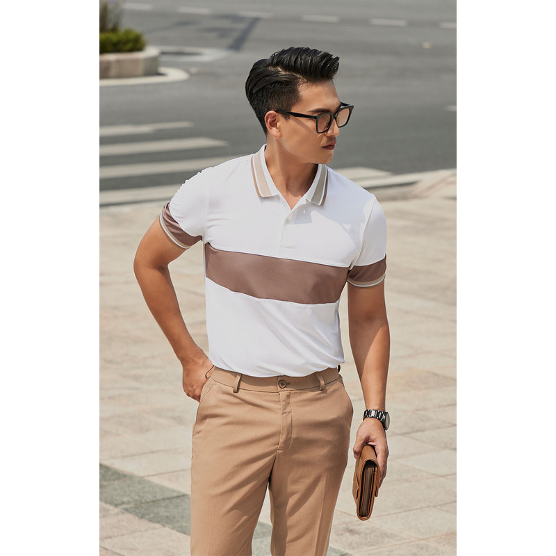 Polo nam coolmax co dãn chống nhàu k8 | áo phông nam cổ trụ phối màu