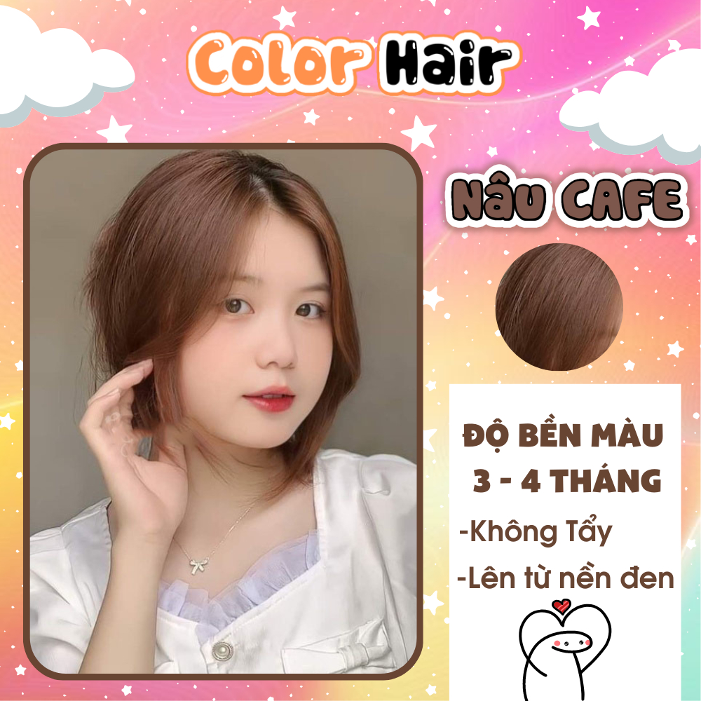 Thuốc nhuộm tóc nâu, thuốc nhuộm tóc tại nhà nâu Coffe, tặng kèm oxy trợ dưỡng và bao tay