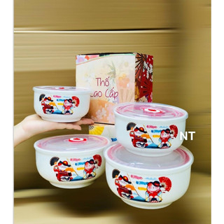 Bát thố sứ cao cấp có nắp hút chân không
