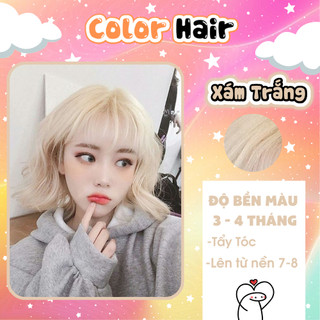 Thuốc nhuộm tóc, thuốc nhuộm tóc tại nhà màu XÁM TRẮNG, tặng kèm oxy trợ dưỡng và bao tay