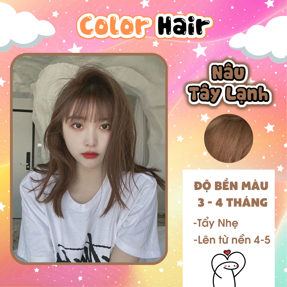 Thuốc nhuộm tóc, thuốc nhuộm tóc màu tại nhà NÂU TÂY LẠNH,tặng kèm oxy trợ dưỡng và bao tay
