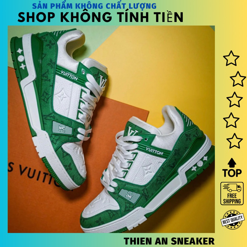 giày thể thao L..V trainer cao cấp xanh lá