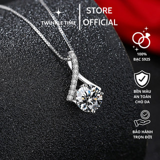 Dây chuyền bạc nữ Twinkle Time dáng giọt nước đính đá Enchanting Grace phong cách Châu Âu TT028