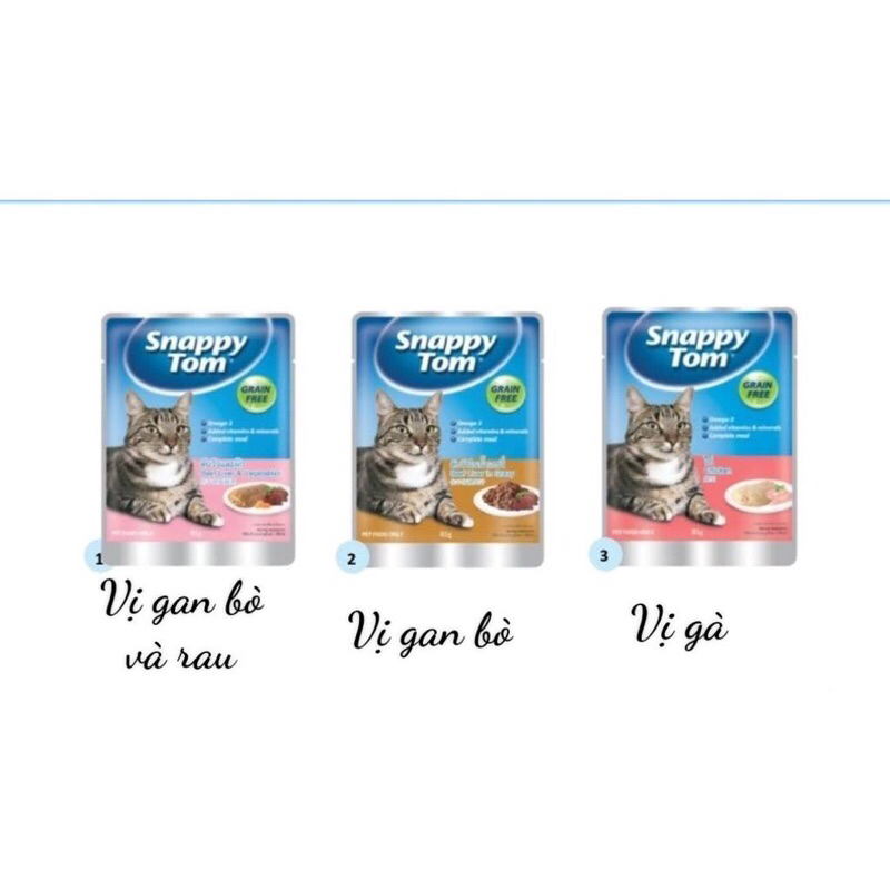 Thức Ăn Pate SNAPPY TOM Cho Mèo Lớn Dạng Gói 85g