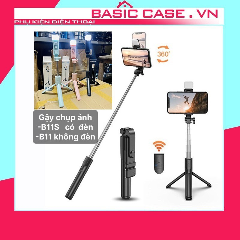 Gậy chụp ảnh tự sướng 3 chân bluetooth có đèn led, gậy chụp hình selfie  quay video đa năng điều khiển từ xa B11s và B11