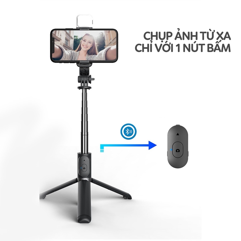 Gậy chụp ảnh tự sướng 3 chân bluetooth có đèn led, gậy chụp hình selfie  quay video đa năng điều khiển từ xa B11s và B11