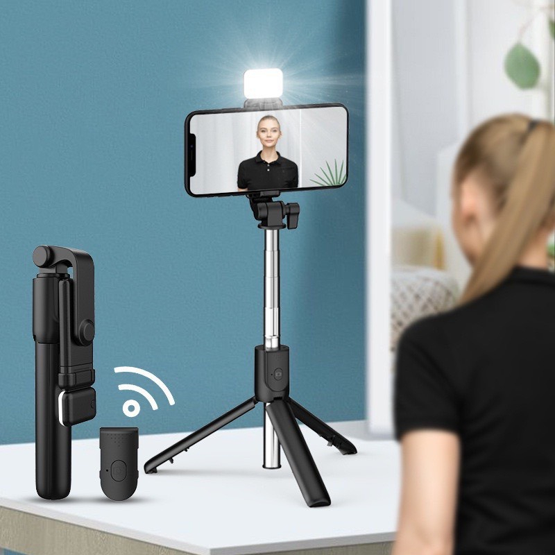 Gậy chụp ảnh tự sướng 3 chân bluetooth có đèn led, gậy chụp hình selfie  quay video đa năng điều khiển từ xa B11s và B11