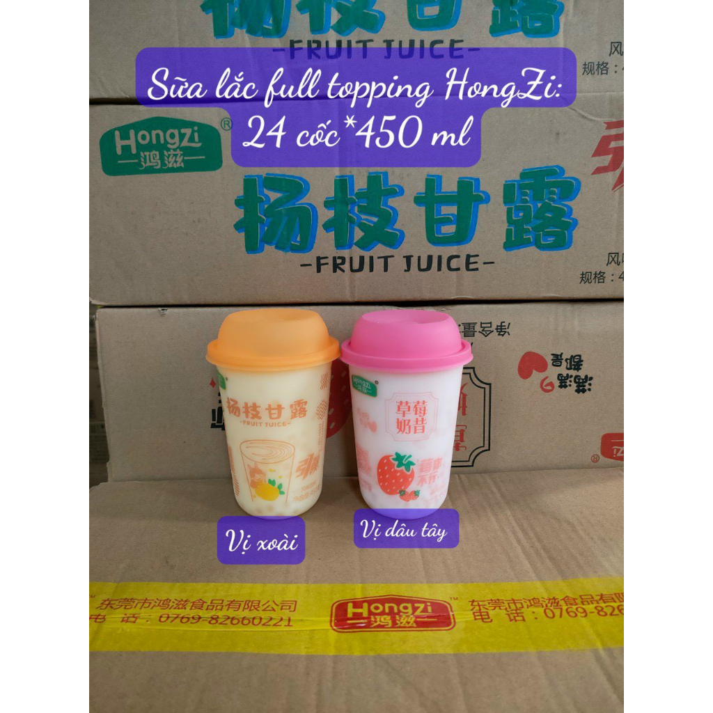 Sữa Lắc Trân Châu Hai Vị Dâu/Xoài HongZi 450ml