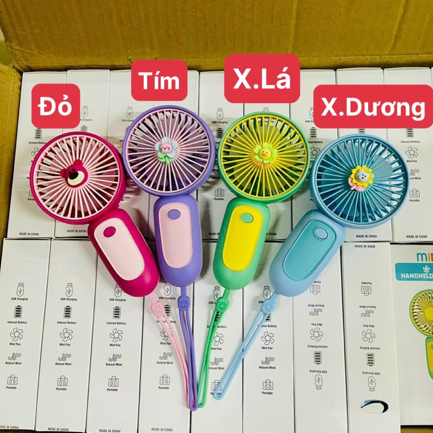 Quạt Cầm Tay Mini Fan Hình Thú Kèm Dây [Quạt Dây Thú