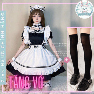 (TẶNG KÈM VỚ)Váy Maid 9 món Phụ Kiện - Maid ngắn cosplay, trang phục hầu gái Hàng Loại 1 (Có Clip, Ảnh Thật)
