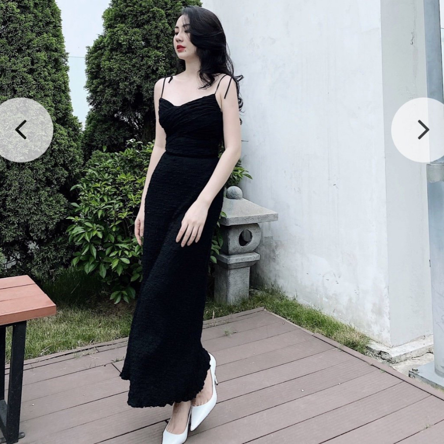 Váy 2 Dây Dáng Dài Xốp Ngực Chéo Dây Buộc Nữ Tính Bùi Đượm Concept, Đầm Maxi Đuôi Cá Ôm Body Siêu Tôn Dáng Điệu Đà