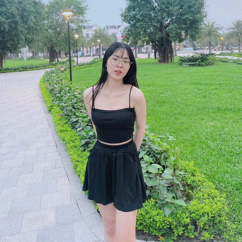 Áo ống hai dây sợi bún tone màu pastel | BigBuy360 - bigbuy360.vn