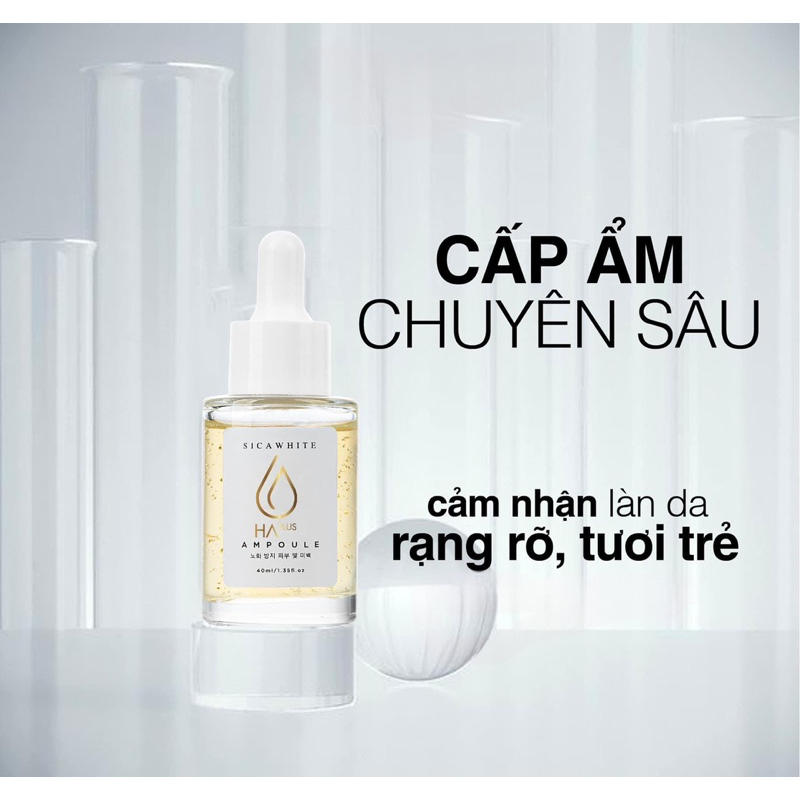 Ampoule HA Plus Căng bóng, Sáng da, Se khít lỗ chân lông, Ngừa mụn - Size Full 40ml, Size Mini 10ml