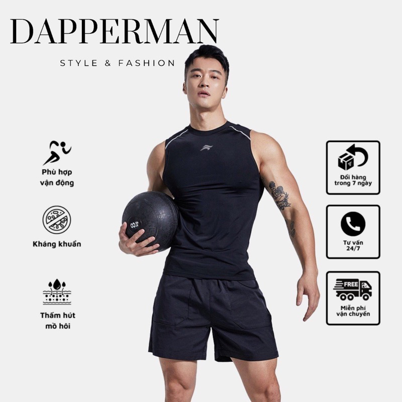 Áo thể thao nam sát nách thun cao cấp ôm body thích hợp tập gym thể thao vận động DAPPERMAN