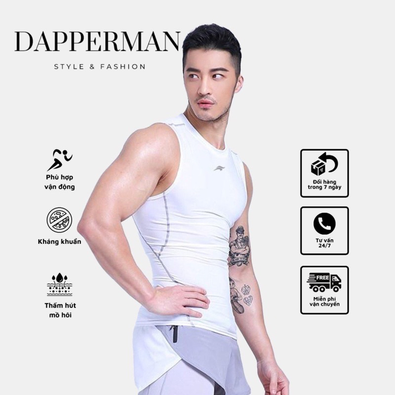 Áo thể thao nam sát nách thun cao cấp ôm body thích hợp tập gym thể thao vận động DAPPERMAN