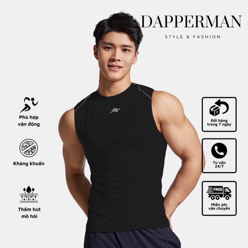 Áo thể thao nam sát nách form ôm body co dãn 4 chiều phong cách trẻ trung năng động DAPPERMAN