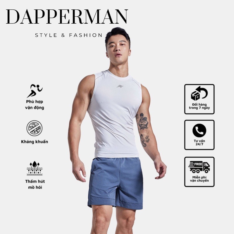 Áo thể thao nam sát nách form ôm body co dãn 4 chiều phong cách trẻ trung năng động DAPPERMAN