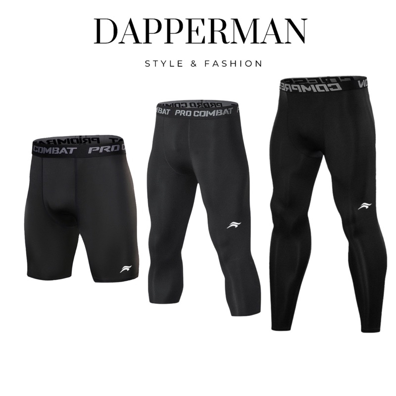 Quần legging đen tập gym thể thao cho nam giới giữ nhiệt thoáng khí DAPPERMAN