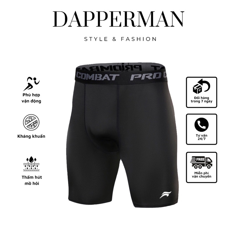 Quần legging đen tập gym thể thao cho nam giới giữ nhiệt thoáng khí DAPPERMAN