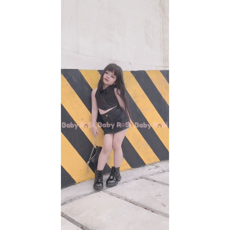 Sét combo 2 chân váy chữ A đen trắng cho bé gái