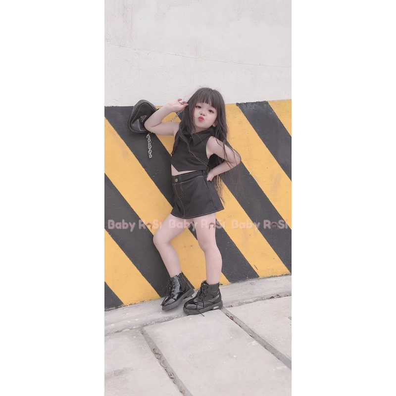 Sét combo 2 chân váy chữ A đen trắng cho bé gái