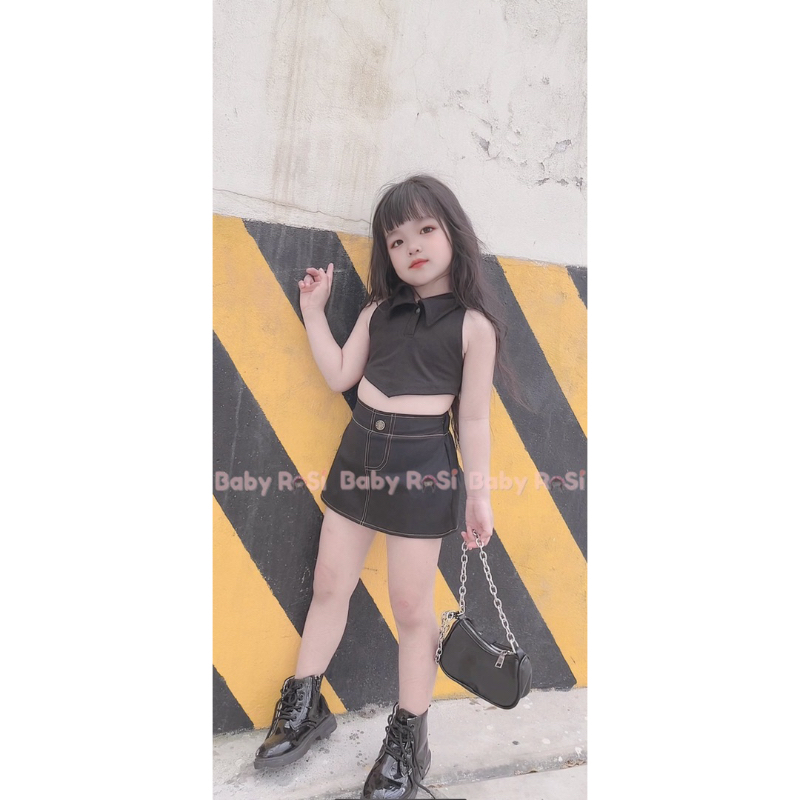 Sét combo 2 chân váy chữ A đen trắng cho bé gái