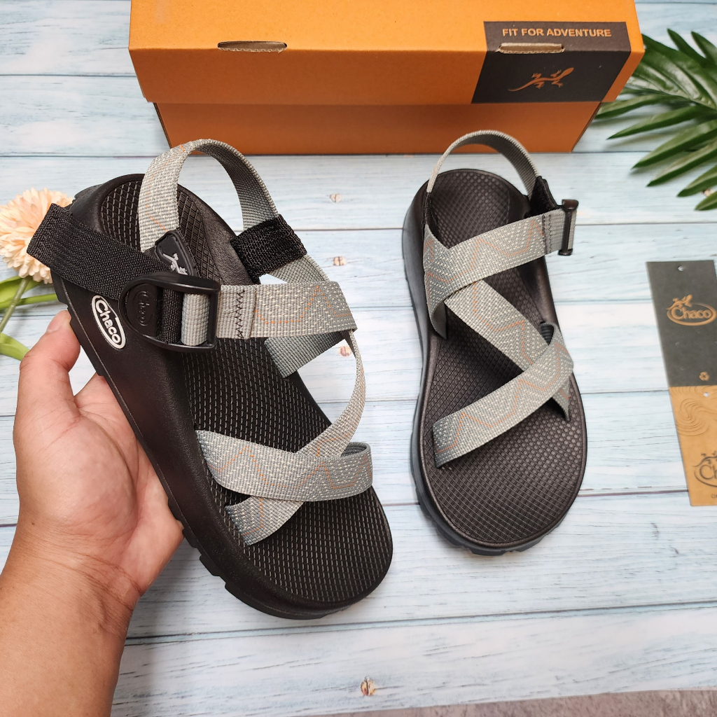 Giày Sandal Nam Chaco Mã TG09 Dép Chaco Quai Hậu Thời Trang Năng Động - Ghi Chỉ Cam Nhạt TG09