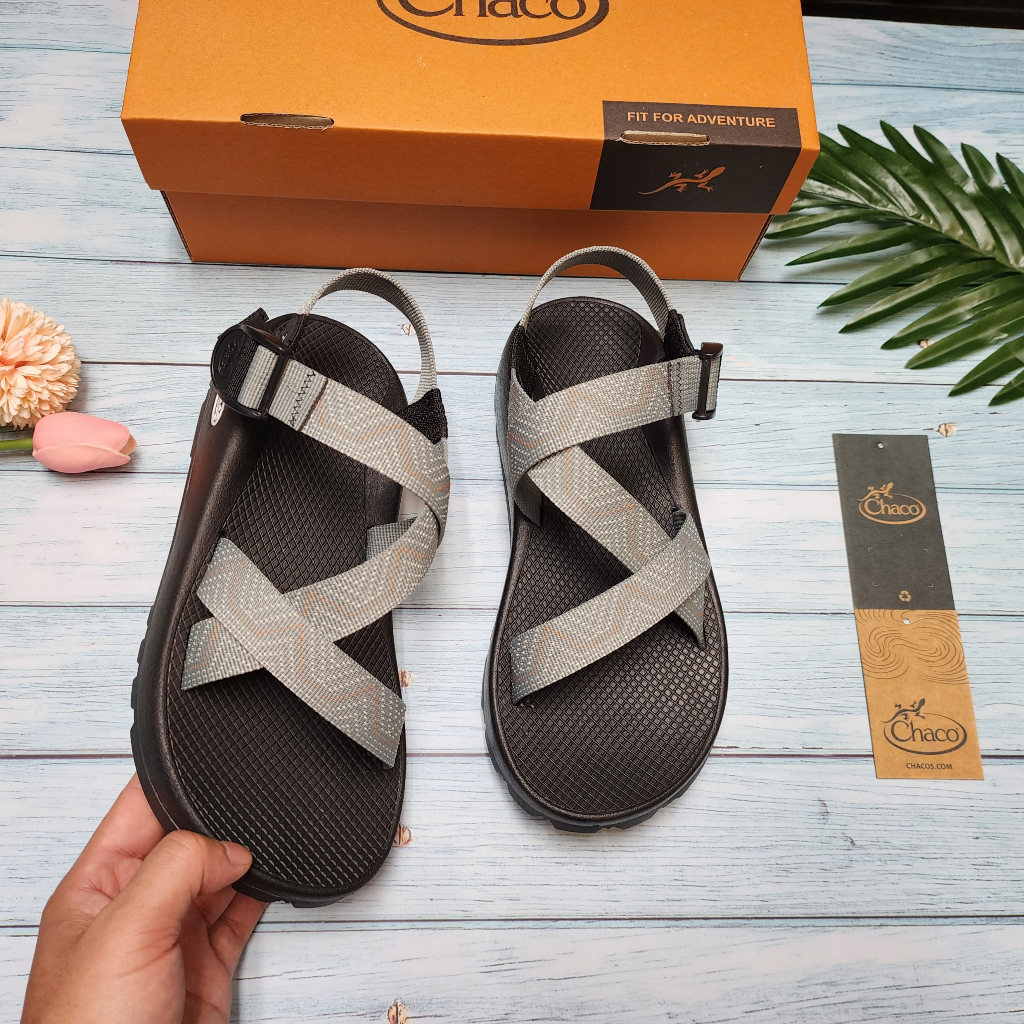 Giày Sandal Nam Chaco Mã TG09 Dép Chaco Quai Hậu Thời Trang Năng Động - Ghi Chỉ Cam Nhạt TG09