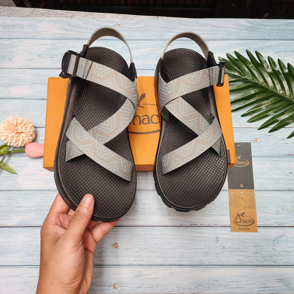 Giày Sandal Nam Chaco Mã TG09 Dép Chaco Quai Hậu Thời Trang Năng Động - Ghi Chỉ Cam Nhạt TG09