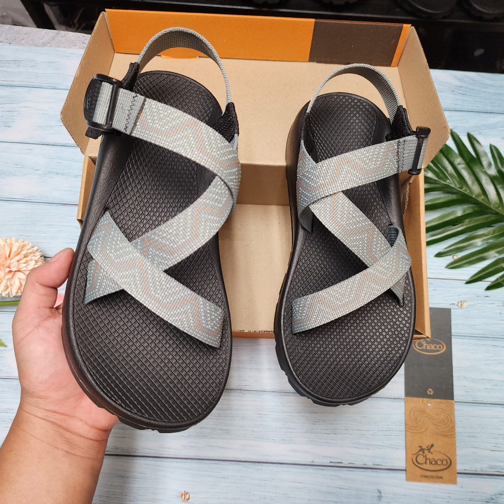 Giày Sandal Nam Chaco Mã TG09 Dép Chaco Quai Hậu Thời Trang Năng Động - Ghi Chỉ Cam Nhạt TG09