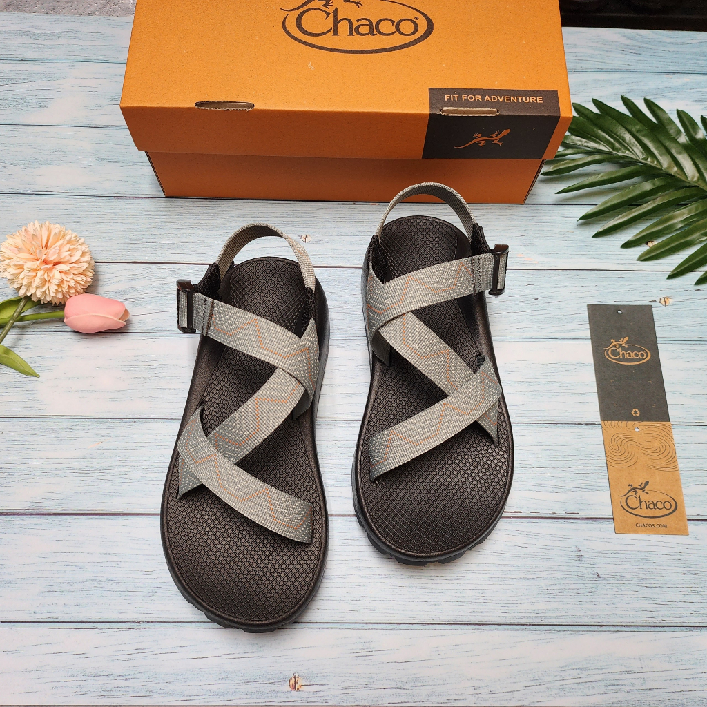 Giày Sandal Nam Chaco Mã TG09 Dép Chaco Quai Hậu Thời Trang Năng Động - Ghi Chỉ Cam Nhạt TG09